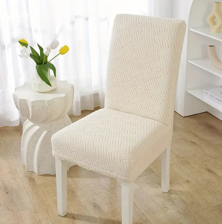 Velvet Strip Design Fitted Dinning Chair Covers Skin