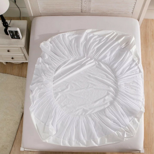 Terry Cotton Waterproof Mattress Protector White  Color Fitted Style