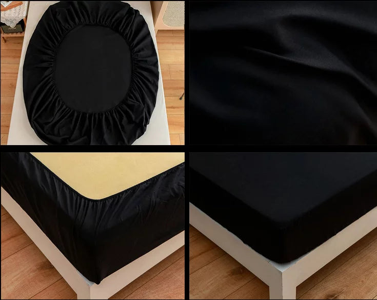 Terry Cotton Waterproof Mattress Protector Black Color Fitted Style