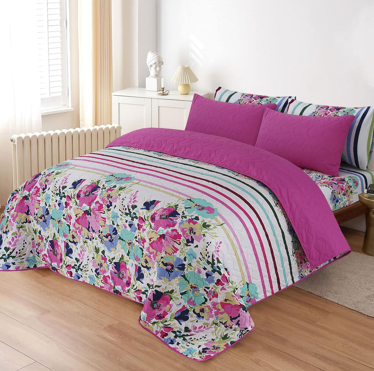 PINK ZURIC- 6pcs Summer Comforter Set (Light Filling)
