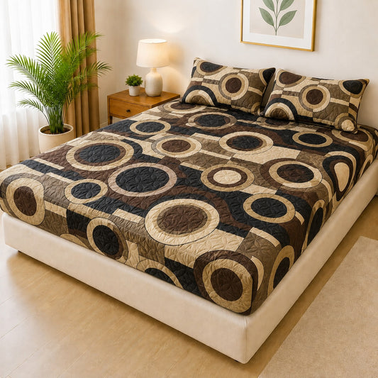 Printed 3 Piece's Quilted Bedsheets Set (100% Waterproof) New Arrivals! Luxury Bedsheet Q-001