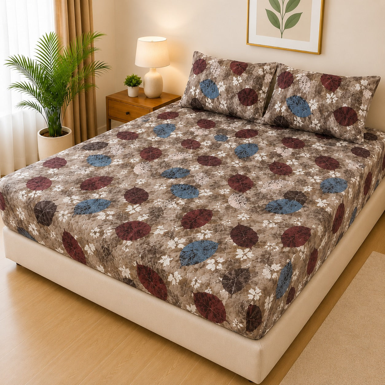 Printed 3 Piece's Quilted Bedsheets Set (100% Waterproof) New Arrivals! Luxury Bedsheet Q-006