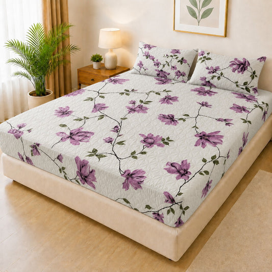 Printed 3 Piece's Quilted Bedsheets Set (100% Waterproof) New Arrivals! Luxury Bedsheet Q-012