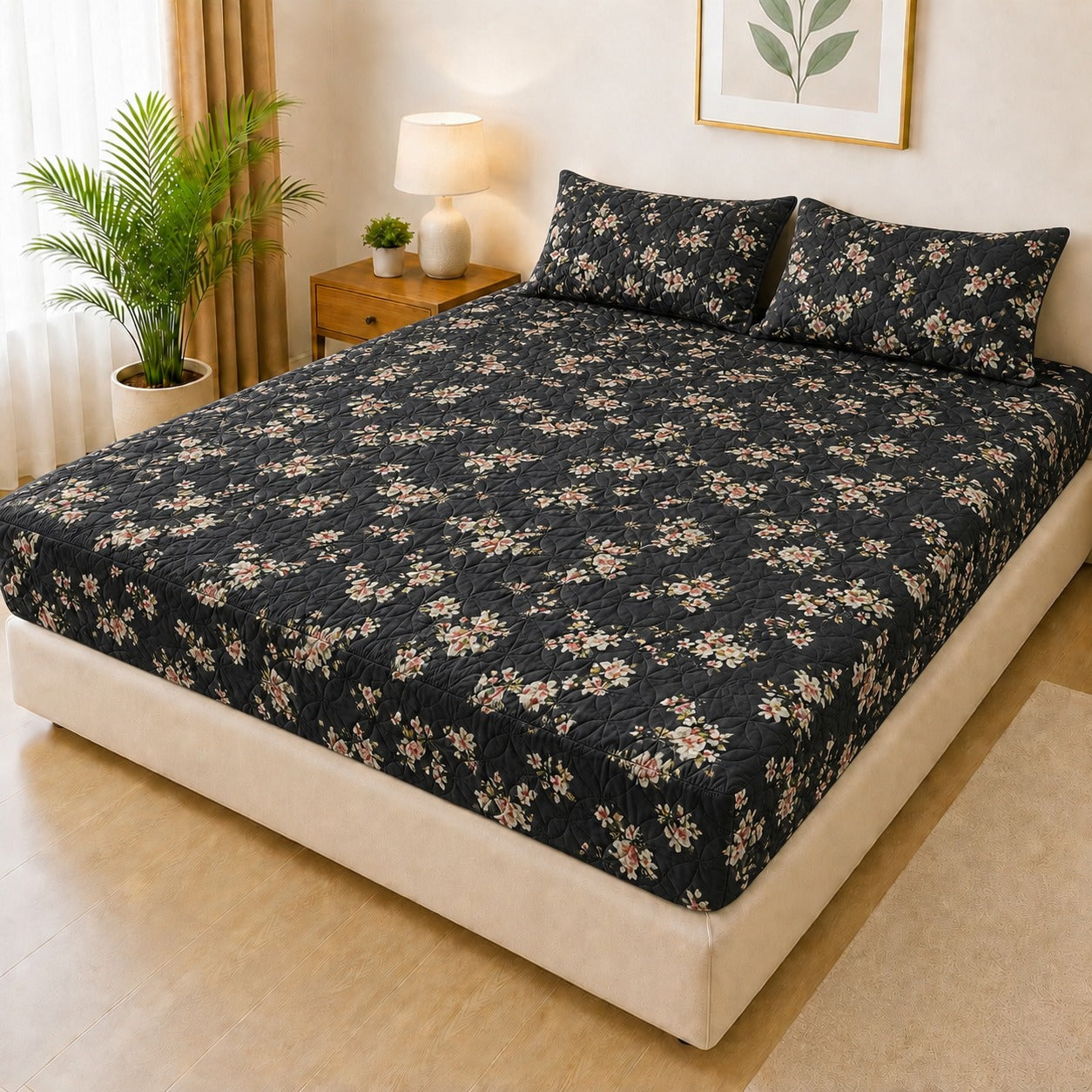 Printed 3 Piece's Quilted Bedsheets Set (100% Waterproof) New Arrivals! Luxury Bedsheet Q-014