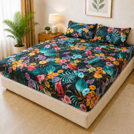 Printed 3 Piece's Quilted Bedsheets Set (100% Waterproof) New Arrivals! Luxury Bedsheet Q-015