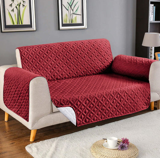 Ultrasonic Sofa Cover  (Maroon)