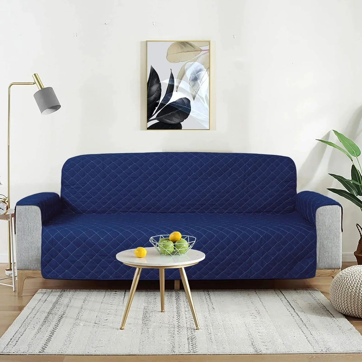 Cotton Quilted Sofa Cover ﹙ Blue﹚