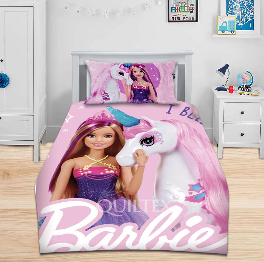 Unicorn Barbie kids Bedsheet Set D#013