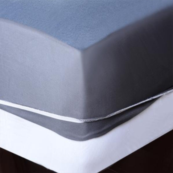 Terry Cotton Waterproof Mattress Protector Blue  Color Fitted Style