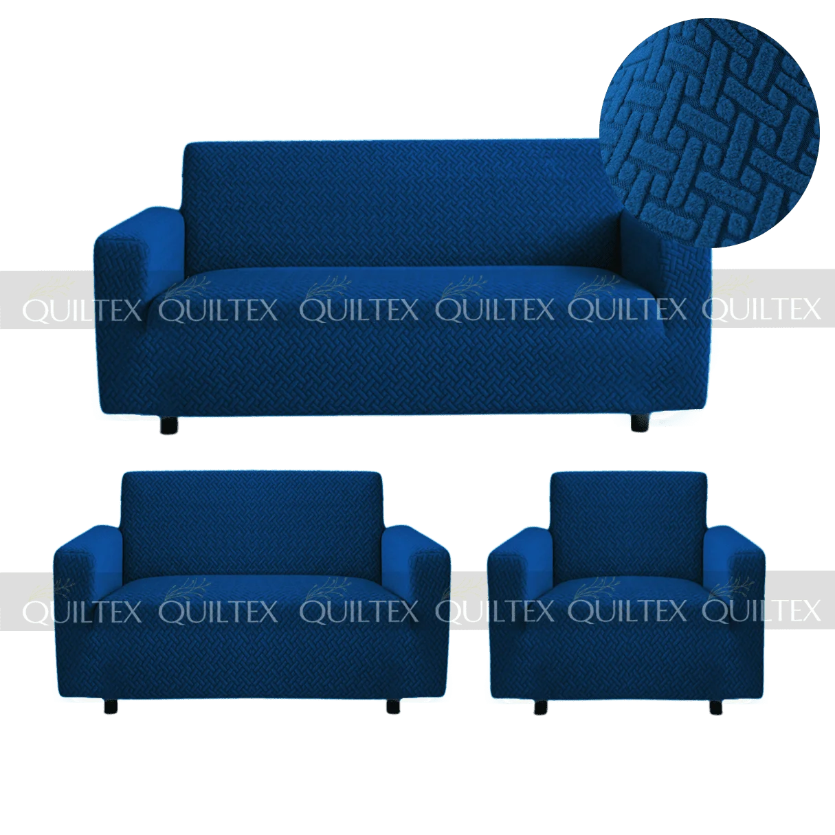 STRIPE JACQUARD SOFA COVER BLUE