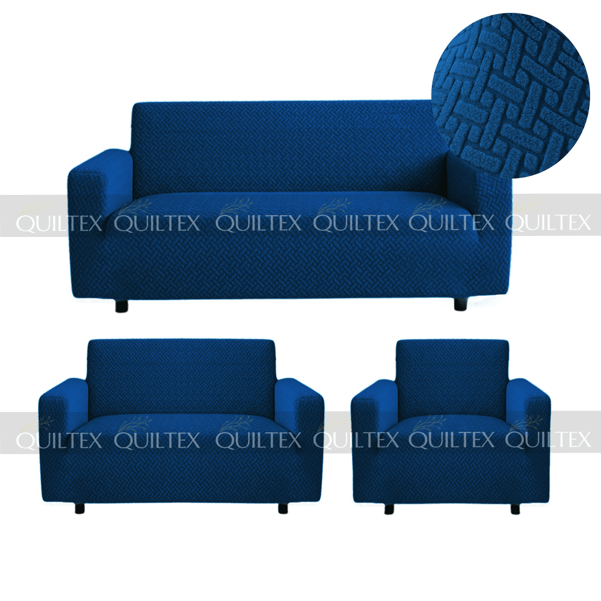 STRIPE JACQUARD SOFA COVER BLUE