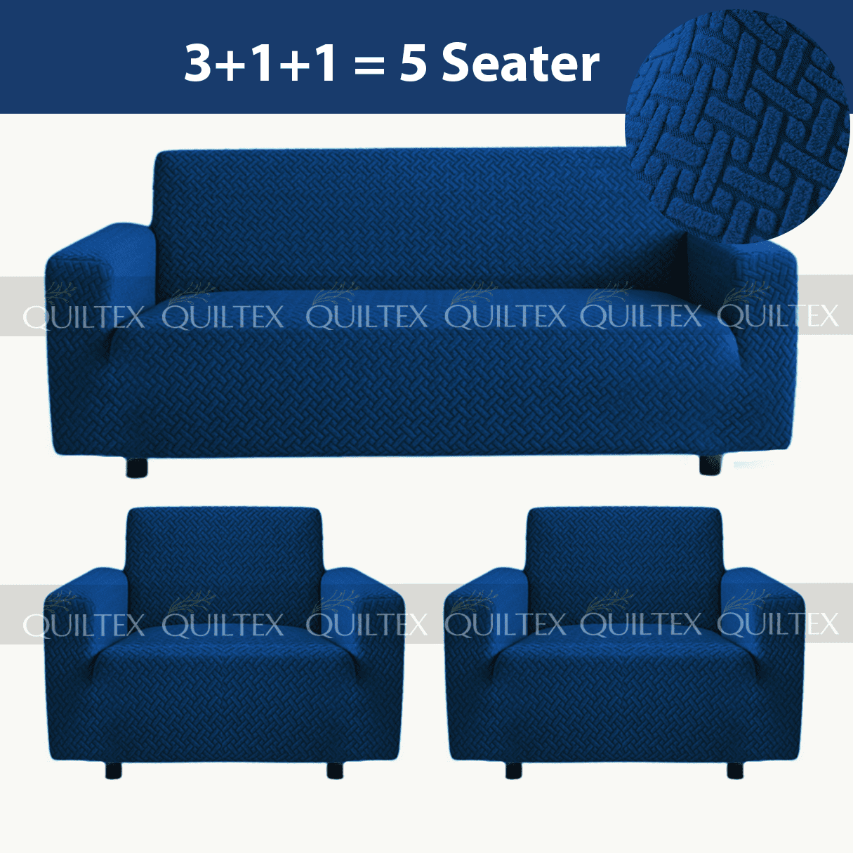 STRIPE JACQUARD SOFA COVER BLUE