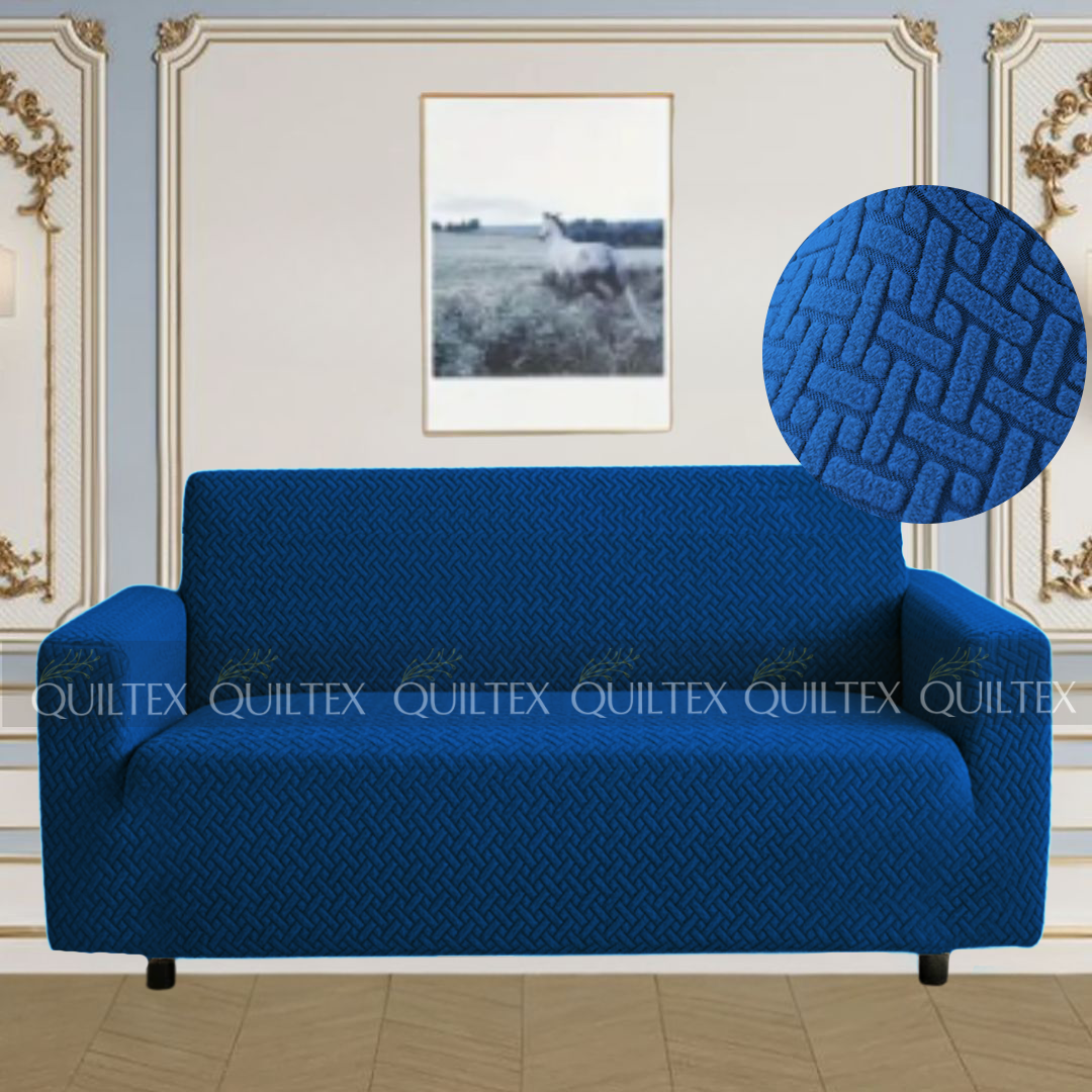 STRIPE JACQUARD SOFA COVER BLUE
