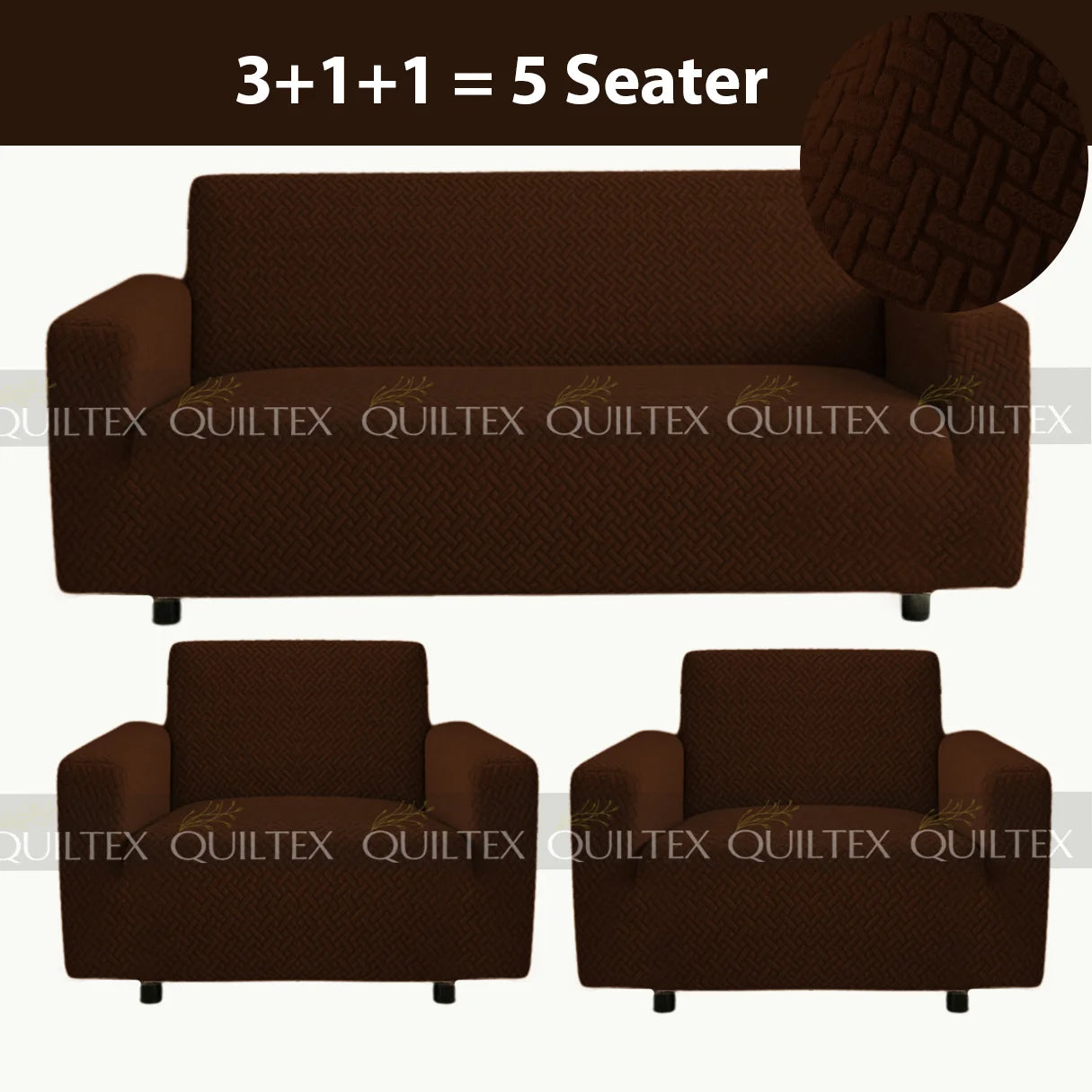 STRIPE JACQUARD SOFA COVER BROWN