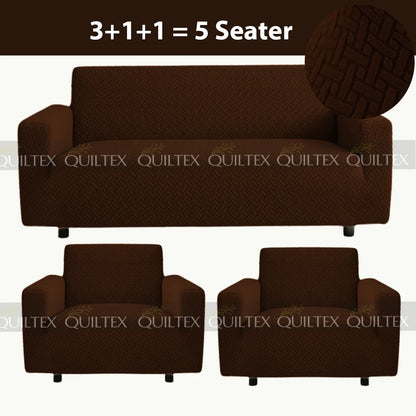 STRIPE JACQUARD SOFA COVER BROWN