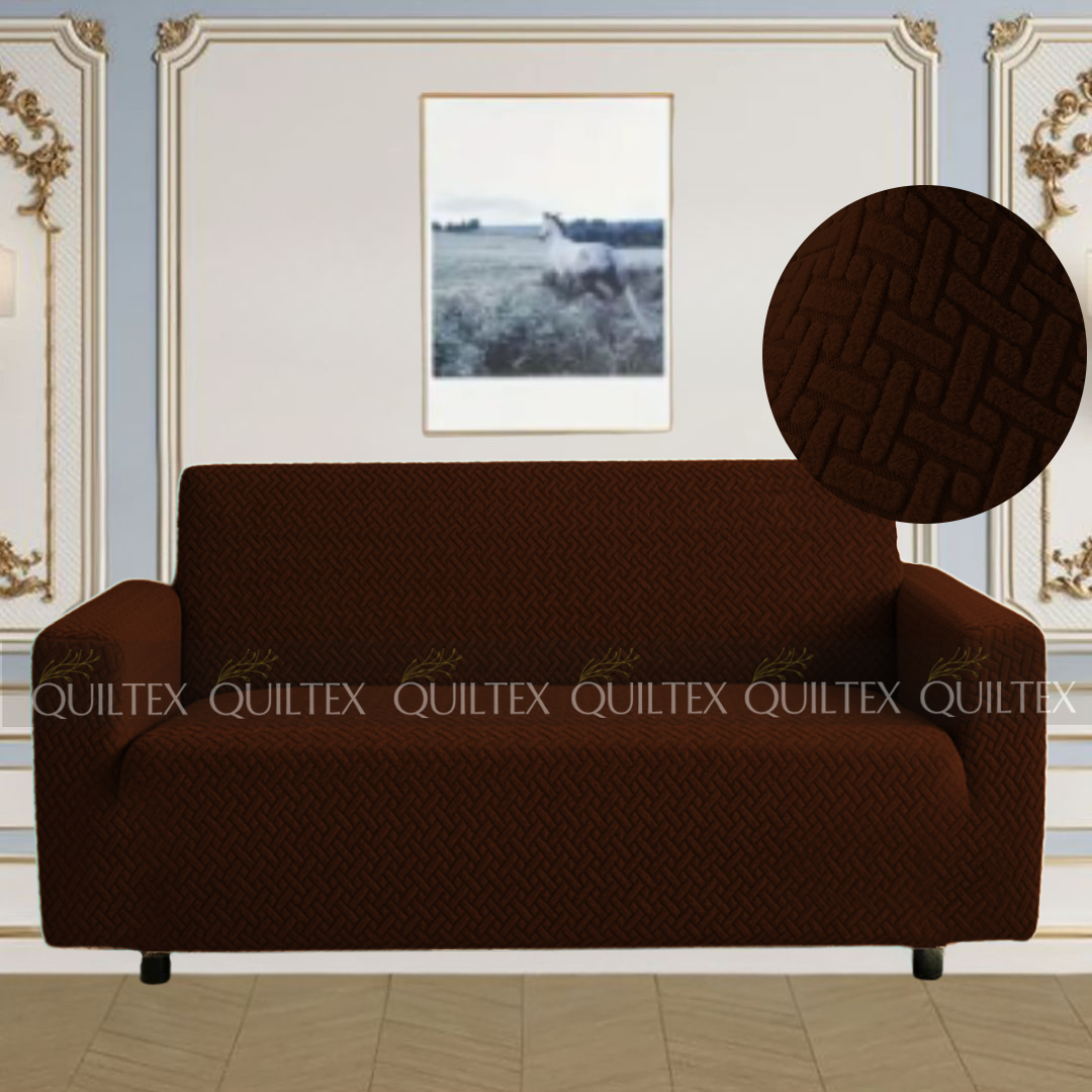 STRIPE JACQUARD SOFA COVER BROWN