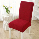 Velvet Strip Design Fitted Dinning Chair Covers Maroon