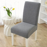 Velvet Strip Design Fitted Dinning Chair Covers Grey