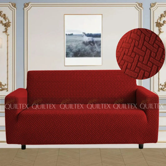 STRIPE JACQUARD SOFA COVER MAROON