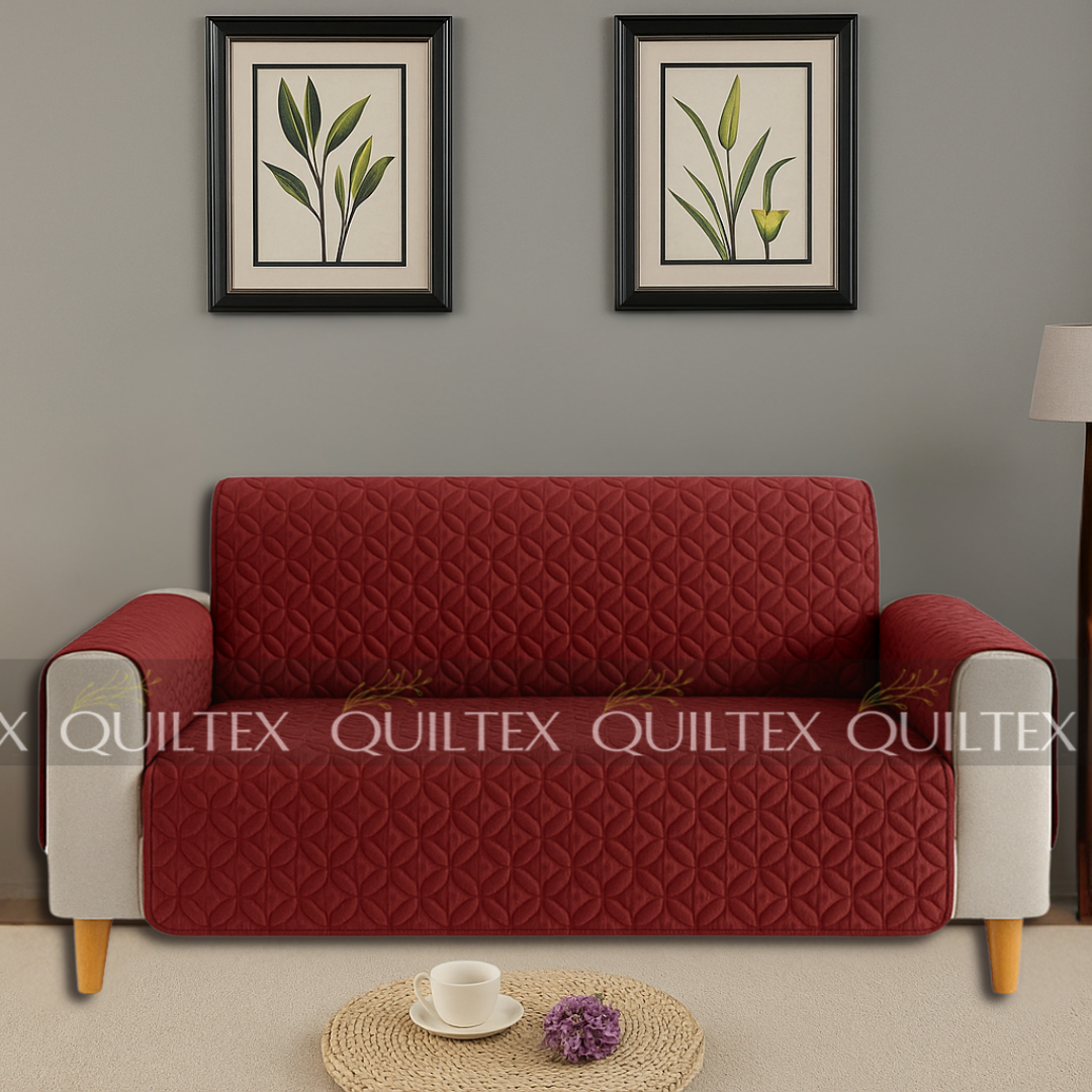 Ultrasonic Sofa Cover  (Maroon)