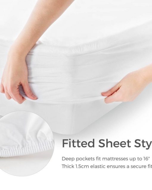 Terry Cotton Waterproof Mattress Protector White  Color Fitted Style